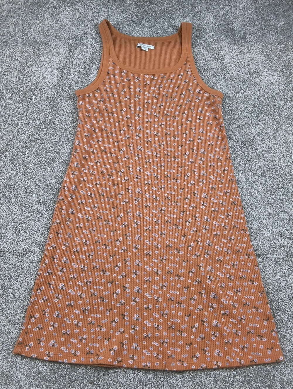 American Eagle Waffle Knit Mini Tank Dress Women S Brown Floral Coquette Cottage